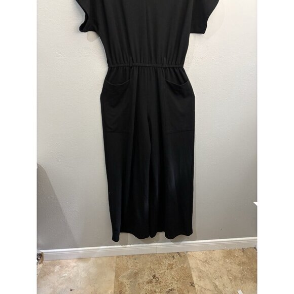 Max Studio Wide Leg Jumpsuit Short Sleeve Knit Stretchy Size Medium - Picture 2 of 15